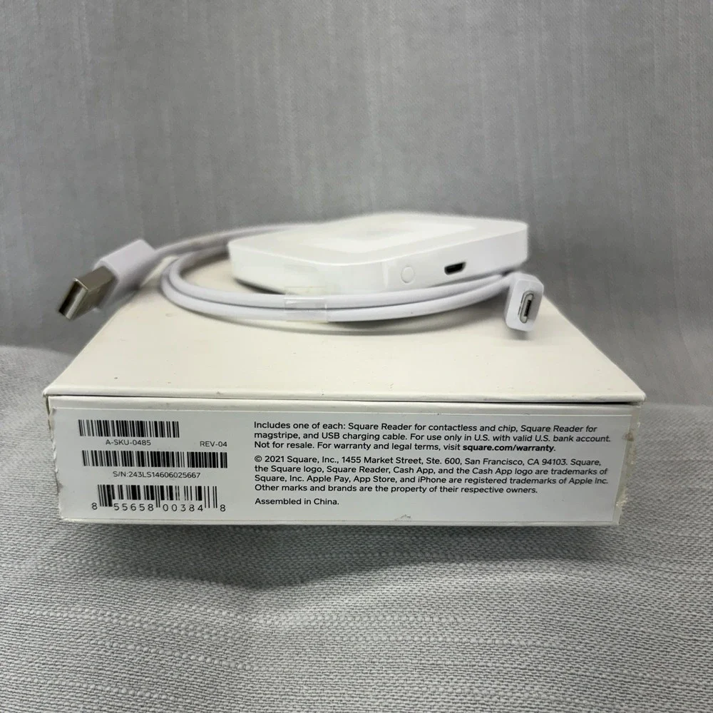 Square Reader Contactless Chip Card Reader White w USB Cable Box A-SKU-0485